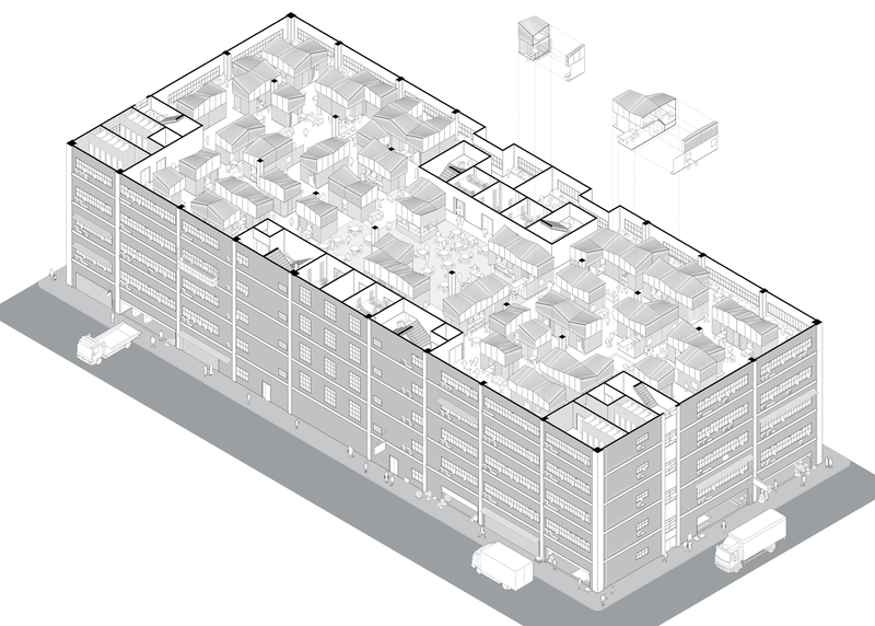 Illustration for article titled These Bamboo Micro-Homes Would Turn Abandoned Buildings Into Villages